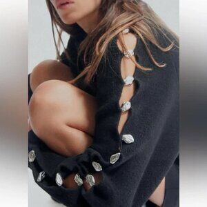 ZARA BOBBLE SLEEVE KNIT SWEATER